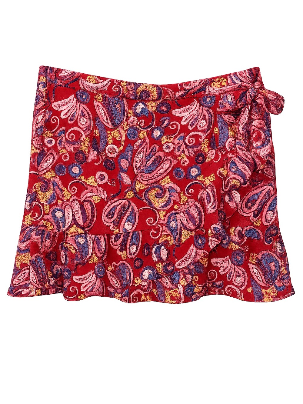 LOFT Paisley Ruffle Wrap Mini Skirt Size 14